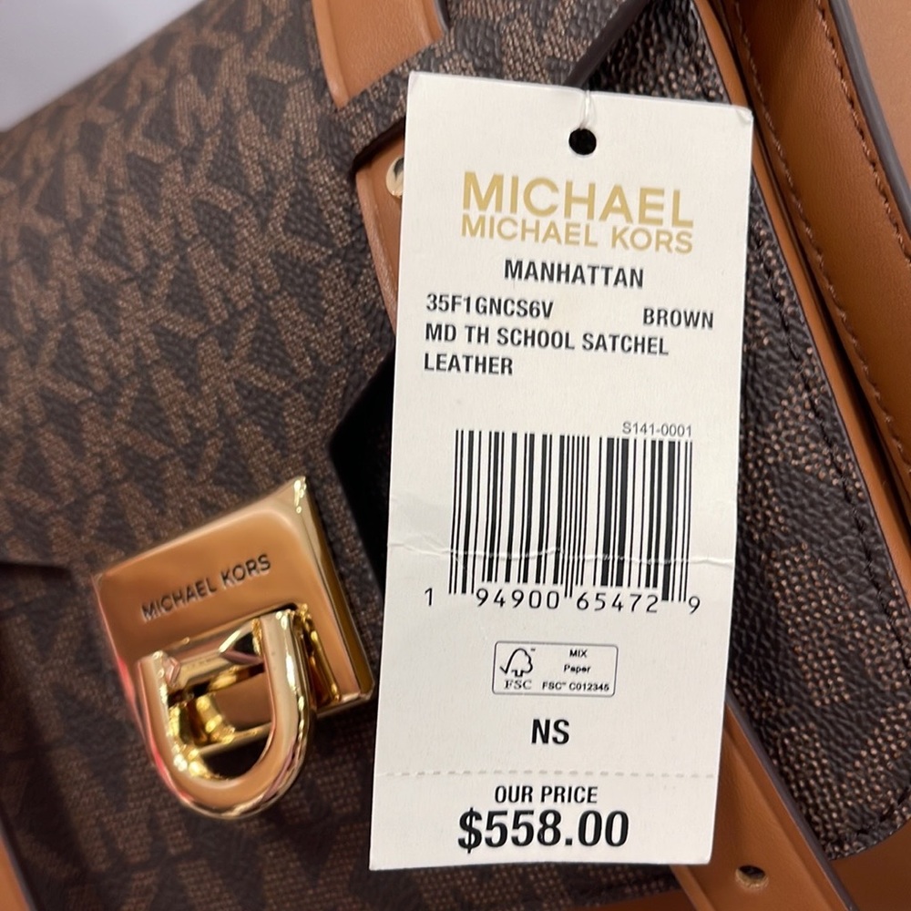 MICHAEL KORS MANHATTAN MEDIUM TOP HANDLE SCHOOL SATCHEL CROSSBODY BAG BROWN
NWT - Picture 10 of 16